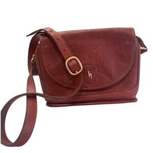 Vintage Hartmann Reddish-Brown Leather By Lombardo Crossbody 7x8x3 Preloved 90's